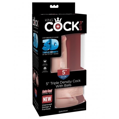 Телесный фаллоимитатор на присоске 5" Triple Density Cock with Balls - 17,78 см.