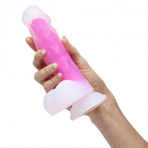 Ярко-розовый фаллоимитатор-реалистик So Divine Glorious Real skin feel pink dildo - 19 см.