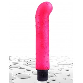 Ярко-розовый вибромассажер с загнутым кончиком XL G-Spot Softees - 16,2 см.